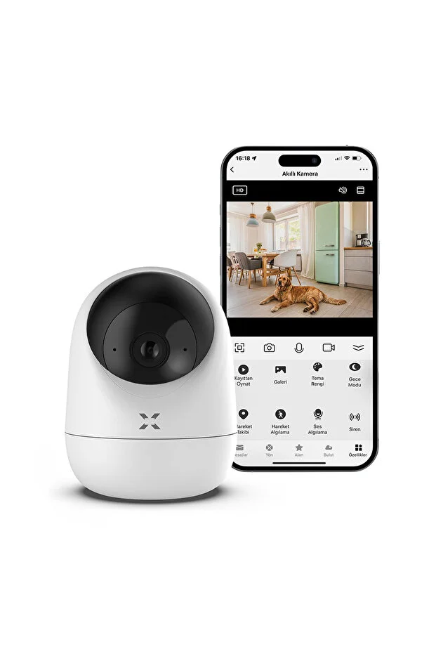 Ev Kamerası | 2K 3MP, WiFi, Mobil Kontrol, Sesli, 360° Ptz, Hareket Takip, İç Mekan Kamera